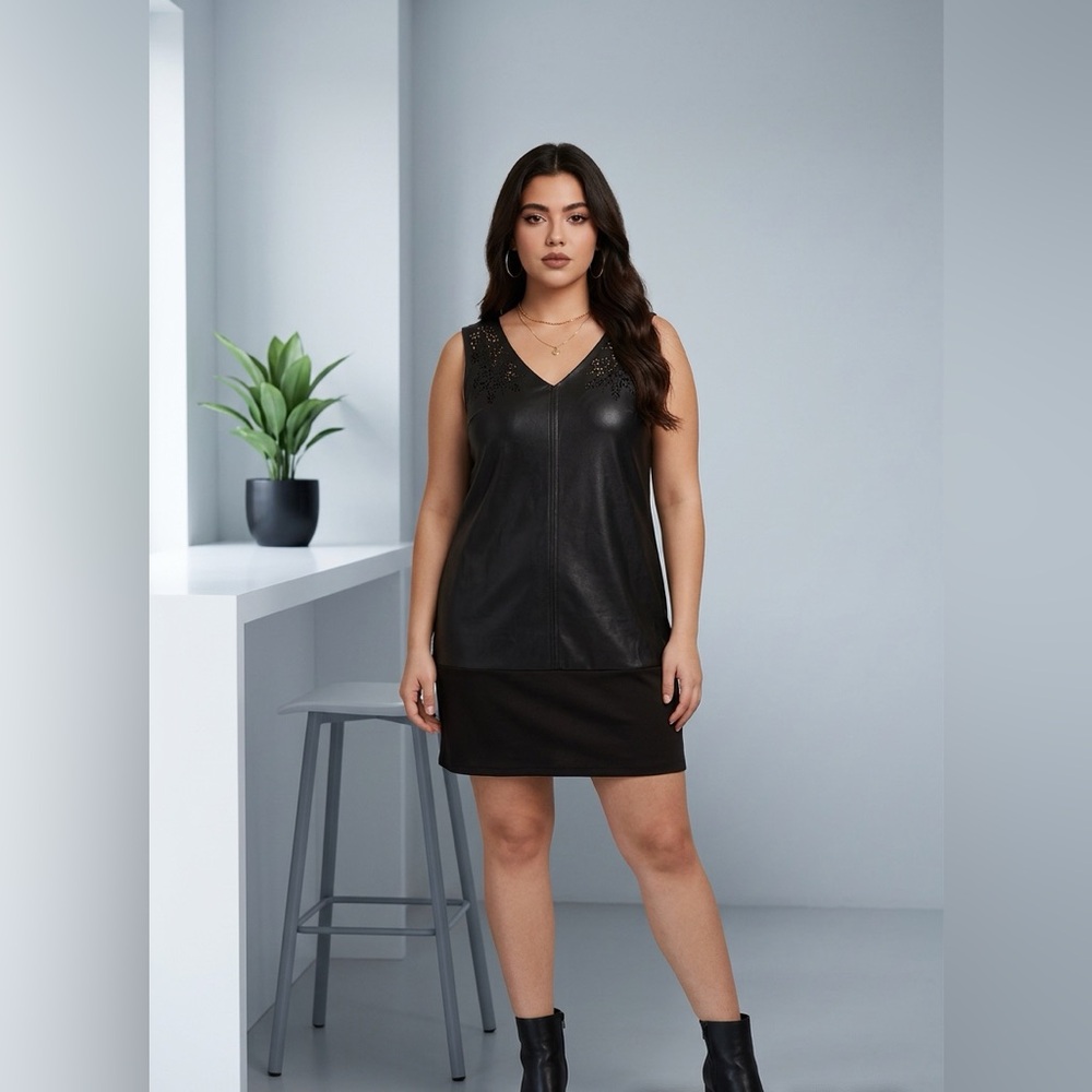 Black Sleeveless Dress with Floral Cutouts